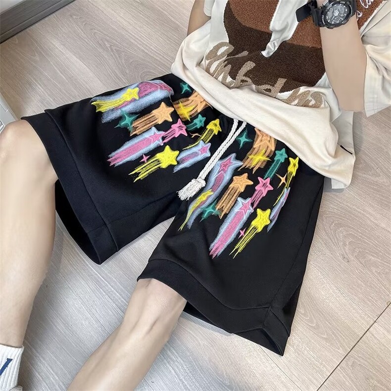 男新款青年休闲裤发泡做工星星短裤P33,男装休闲裤,星座1116-2