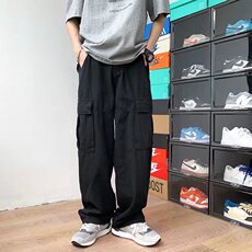 工装裤男港风2023夏季直筒潮ins高街百搭宽松休闲裤抽绳K1907-P42，男装休闲裤，星座412-3
