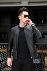春秋冬商务休闲男外套中青年立领纯色开衫免烫夹克BABL069-P178，男装皮衣，星座1105-3