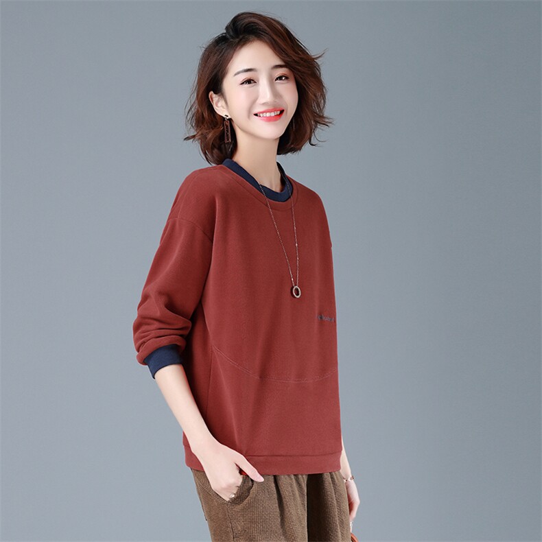 2023年秋季新款潮韩版休闲套头圆领长袖卫衣女宽松显瘦上衣服女棉，女装卫衣/绒衫，简韵佳