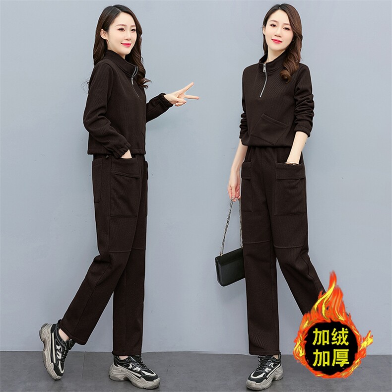 现货2024年冬款加厚加绒显瘦气质大方立领大码套装备双十一,女装套装/套裙,依如秀(原杭风阁)