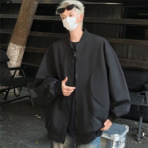 夹克男士冬季潮流复古时尚休闲宽松纯色棒球服外套W6277-P55图片