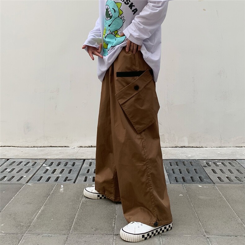 春秋季ins潮日系口袋工装裤直筒宽松休闲哈伦裤阔腿裤K1539-P33,男装休闲裤,星座512-4