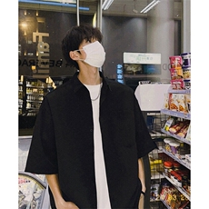 冰丝短袖白衬衫男士夏季薄款港风复古宽松高级感休闲衬衣防晒外套，男装衬衫，电商A102