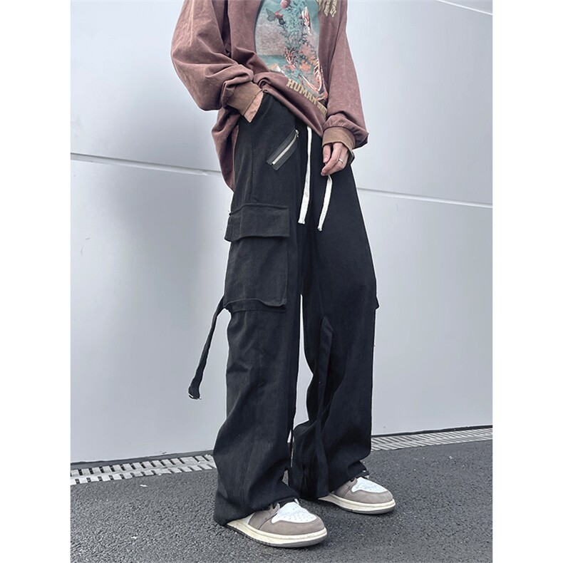 01秋季美式高街宽松多口袋工装裤灯芯绒直筒裤XZ211-1-K2206-P60图片