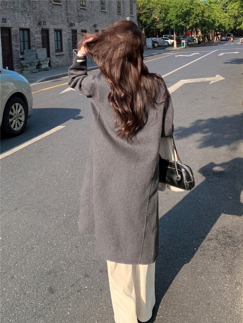 法式复古高级感双面羊绒大衣女秋冬赫本风小个子显瘦加厚呢子外套,女装毛呢外套,丝露怡语