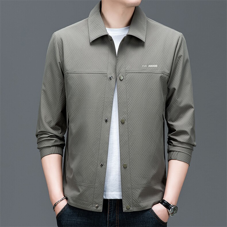 春季夹克男装翻领中青年商务休闲纯色茄克衫上衣服BSNA132-P125图片