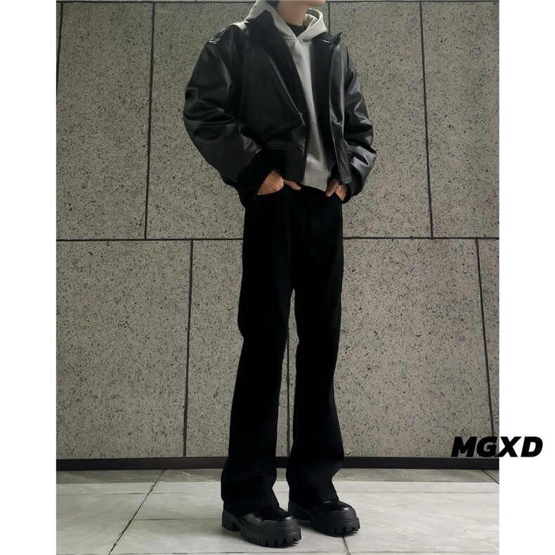XZ518-1-MY288抖音高街棉服cleanfit廓形飞行员皮夹克加厚,男装夹克,星座518-1（原A432-1）