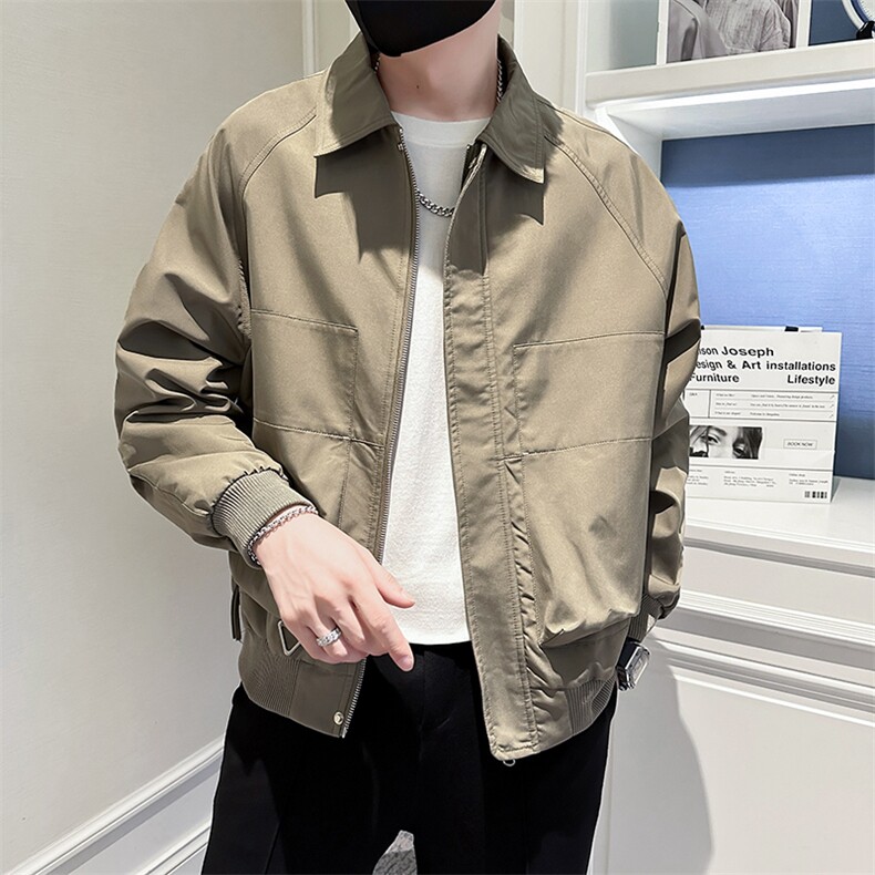 秋季2024轻熟抖音小伙薄款纯色休闲夹克店主风A236-JK5025-P130,男装夹克,电商A236
