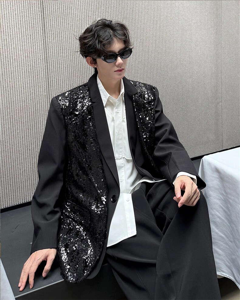 26春夏假两件男士亮片礼服西装外套xz181-p168,男装西服套装,电商B288