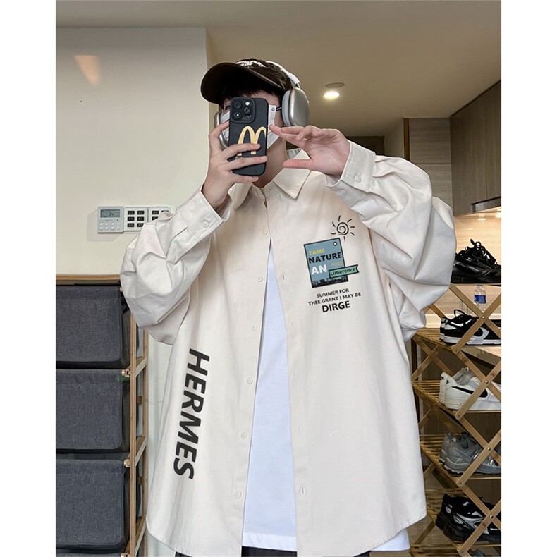 电商DSA028-MCS23L128100棉P42新款水洗纯棉印花长袖衬衫男,男装衬衫,电商A028