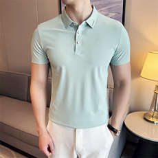 2025主推款大码品质弹力无痕polo衫短袖男士冰丝翻领T恤T0703-P68，男装T恤，电商D342