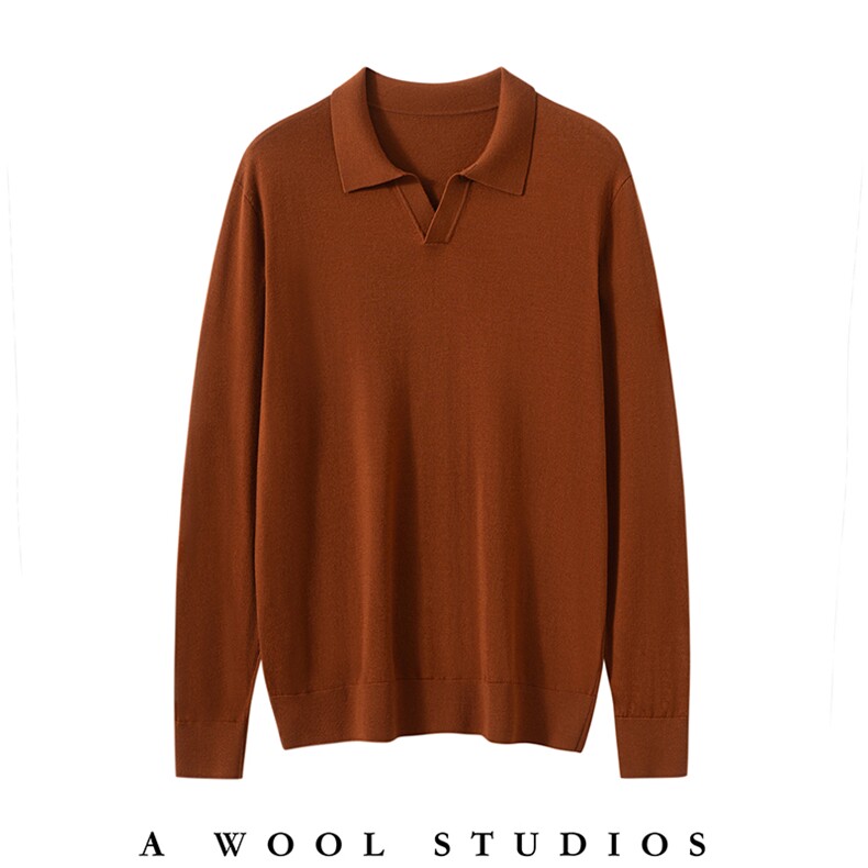 2025年秋季剪刀领长袖时尚休闲百搭，男装羊毛衫，朝思纯山羊绒