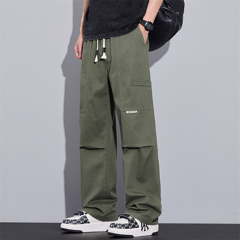 美式工装裤男春季宽松直筒2025新款重磅纯棉运动长裤子Z9852-P50,男装休闲裤,星座509