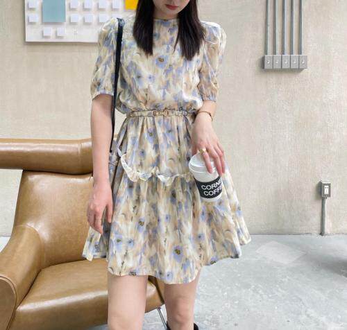 【现货】夏季新款韩版意境图案连衣裙，女装连衣裙，本白(2F)