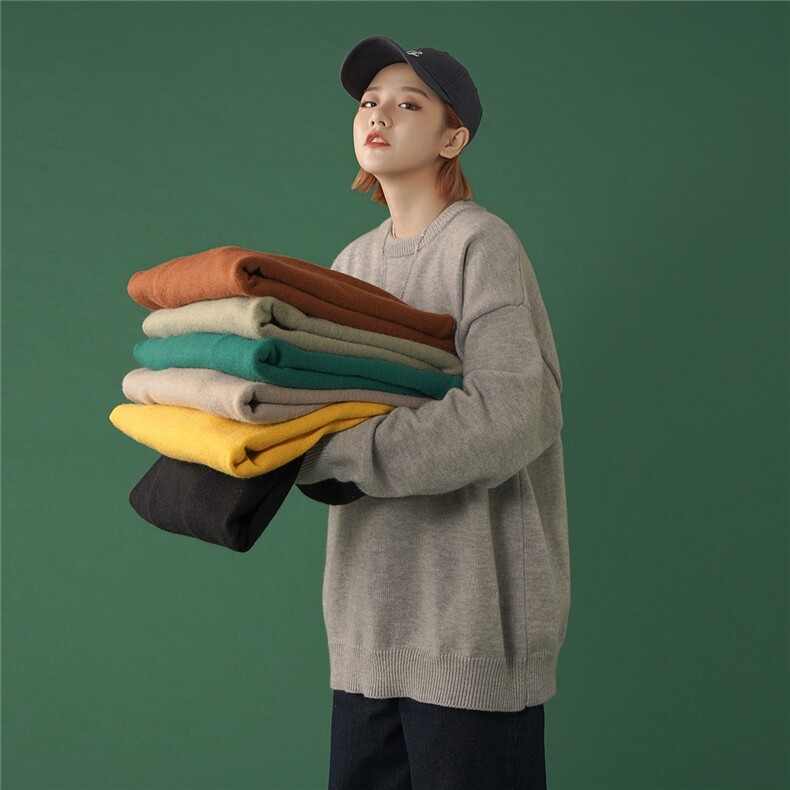 1港风宽松中性情侣潮流纯色大码M-5XL毛衣男外套7979P45加绒P55，男装针织衫/毛衣，星座226-2