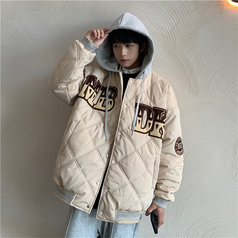 现货新款夹棉棒球服男连帽假两件棉衣棉袄外套潮X1213-MY22-P125,男装棉衣,星座1213