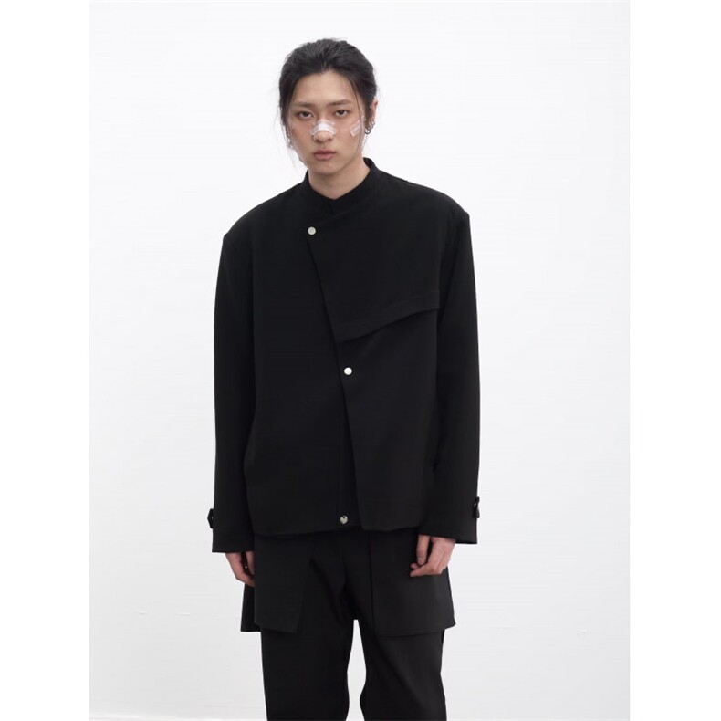 W11045-P78网图现货春新中式立领西服外套解构斜门襟设计感夹克,男装夹克,星座1608