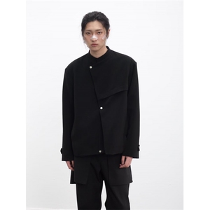 W11045-P78 网图现货 春新中式立领西服外套解构斜门襟设计感夹克图片
