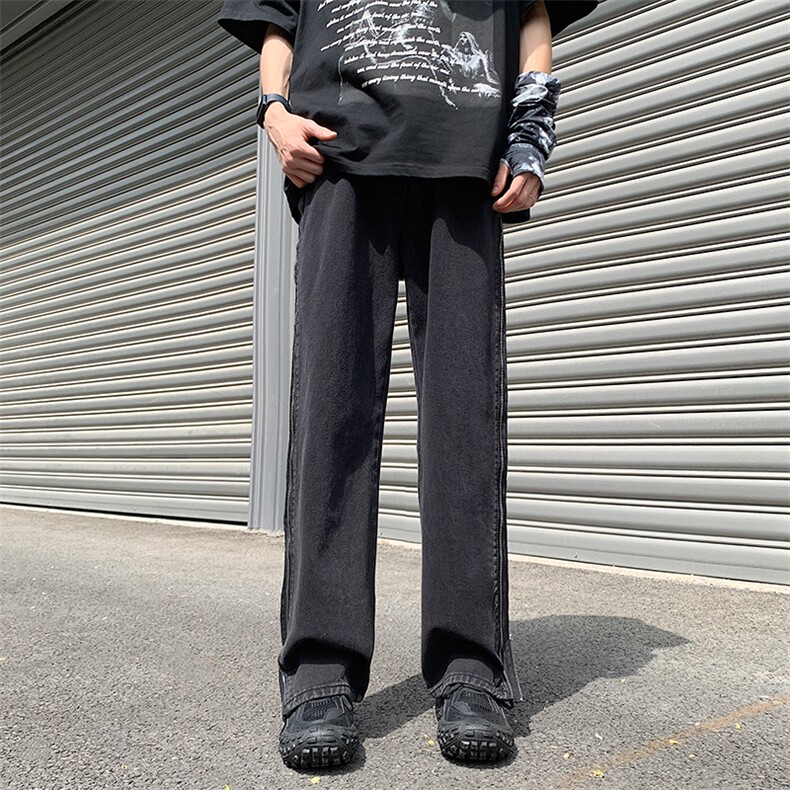 牛仔高街拉链牛仔裤水洗牛仔开叉裤313A-1-NZ035-P65控78,男装牛仔裤,星座808A-1