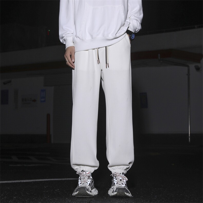 港风直筒宽松休闲男士秋季裤子潮牌长裤抽绳束脚卫裤K920-特批-32,男装休闲裤,星座718-1