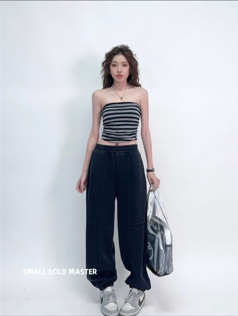 2025炒花结构束脚运动裤,女装休闲裤,湘姗