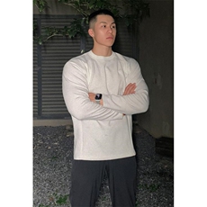 抖音得物品质美式高街重磅曼巴棉结构硬阔boxy版潮牌卫衣长袖T恤，男装T恤，电商A486
