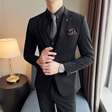 高级灰气质英伦风修身西服男2026秋冬新郎结婚礼服商务大码职业装，男装西服，星座506A