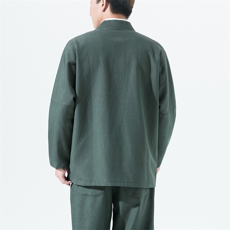 2162^两件套唐装汉服男青年风外套亚麻禅古装居士长复古套装,男装休闲套装,钱塘777(原3023)