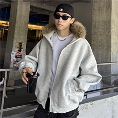 大毛领拉链连帽卫衣外套那女秋冬韩系宽松百搭休闲开衫，女装短外套，电商C307