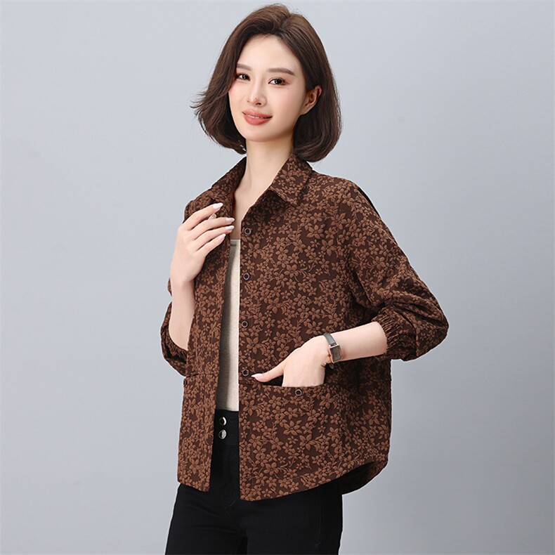 Q15019中老年人外套女2025春季新款韩版休闲妈妈夹克奶奶上衣,女装衬衫,曼沙奕珂