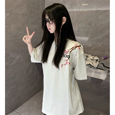 万针全刺绣工艺抖音得物高品质260克重磅纯棉双纱美式高街短袖T恤，男装T恤，电商A486