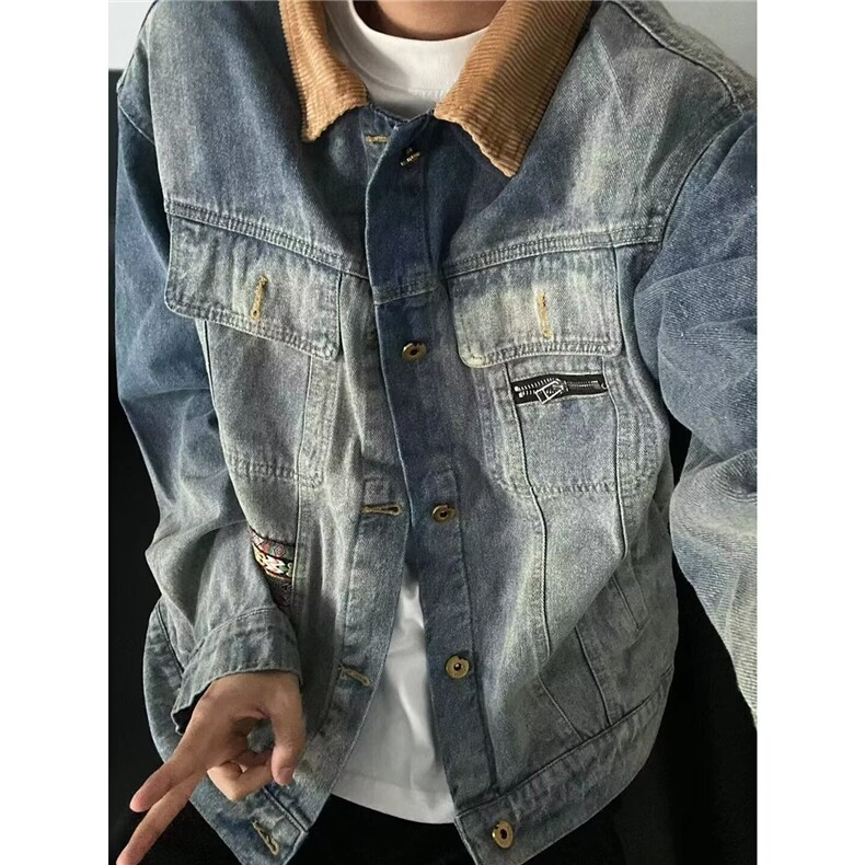 新款慵懒牛仔夹克简约文艺百搭流行时尚潮流日系原宿JK2607,男装夹克,星座516A