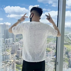 男简约青春流行潮流时尚潮牌夏季潮纯色新款T恤短袖圆领城市风貌，男装T恤，星座1013