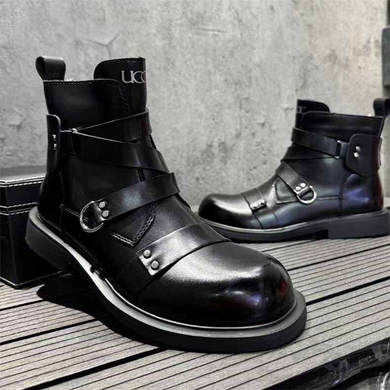 秋冬新款英伦中帮马丁靴男时尚潮皮靴男，男鞋马丁靴，星座1407-6