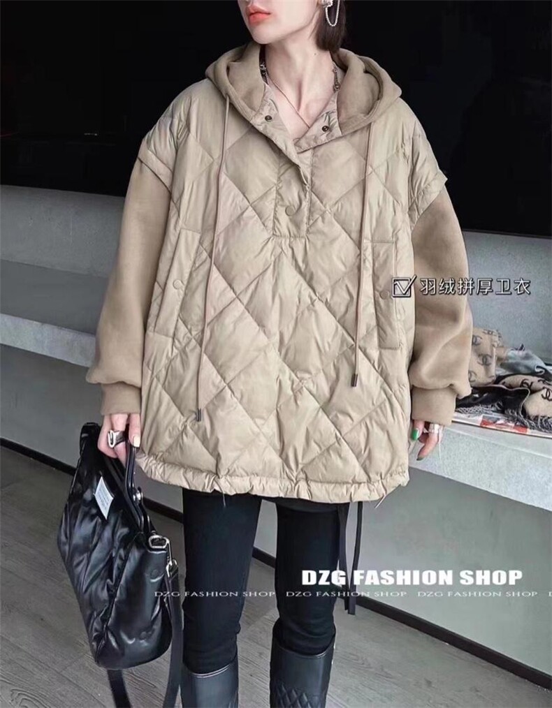 羽绒拼接卫衣，女装卫衣/绒衫，依多坊