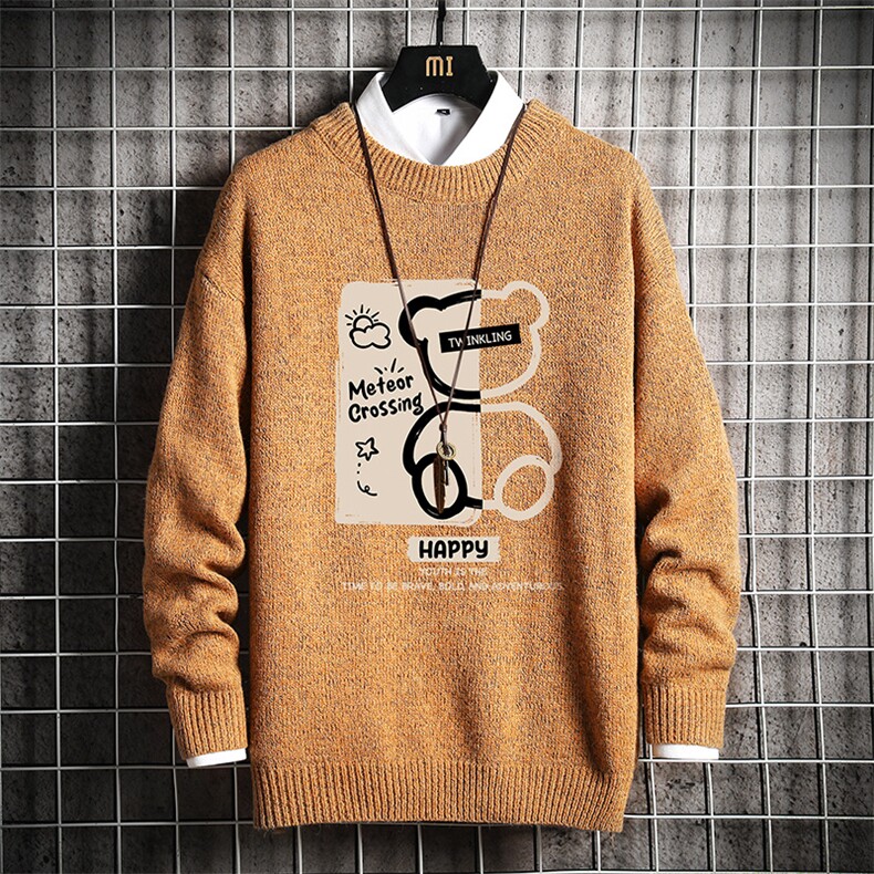 加厚加绒毛衣男大码毛线衣男针织衫M19352-P45加绒款-P65网格,男装针织衫/毛衣,电商A040A