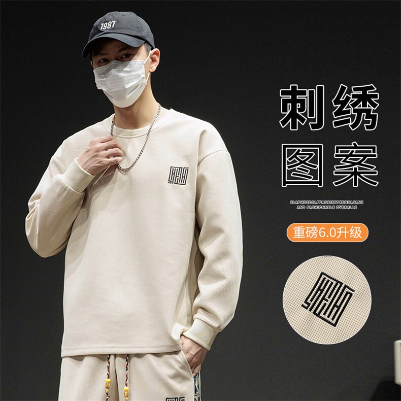 M-8XL假两件大码休闲圆领印花运动卫衣男 大码图片