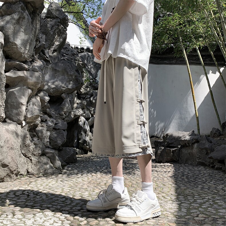 夏季新款潮牌针织休闲短裤男风宽松七分中裤908特P45控78,男装牛仔裤,电商C305A