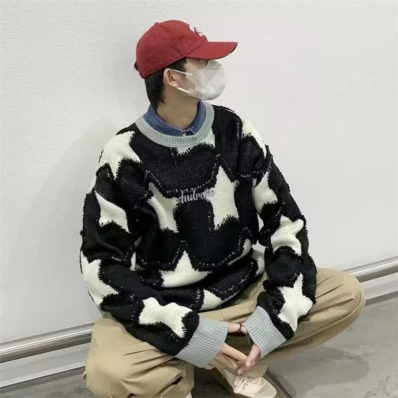 圆领毛衣男慵懒风休闲加厚鹿毛绒针织衫M5525P50,男装针织衫/毛衣,星座1116-2