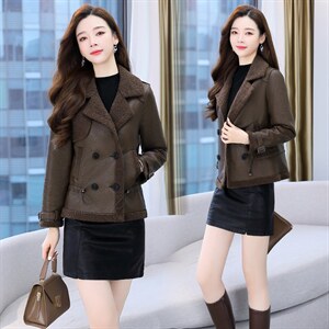 2025年冬季现货时尚潮流皮毛一体皮衣外套，女装短外套，臻衣坊