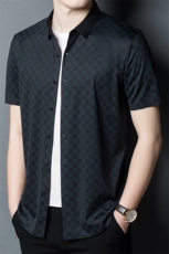 Y8661钱塘2020-2男士无痕精品商务格子休闲衬衫短袖P70，男装衬衫，钱塘207-2