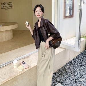 轻熟风复古时尚洋气皮衣夹克女秋季2025新款小个子穿搭PU皮外套图片