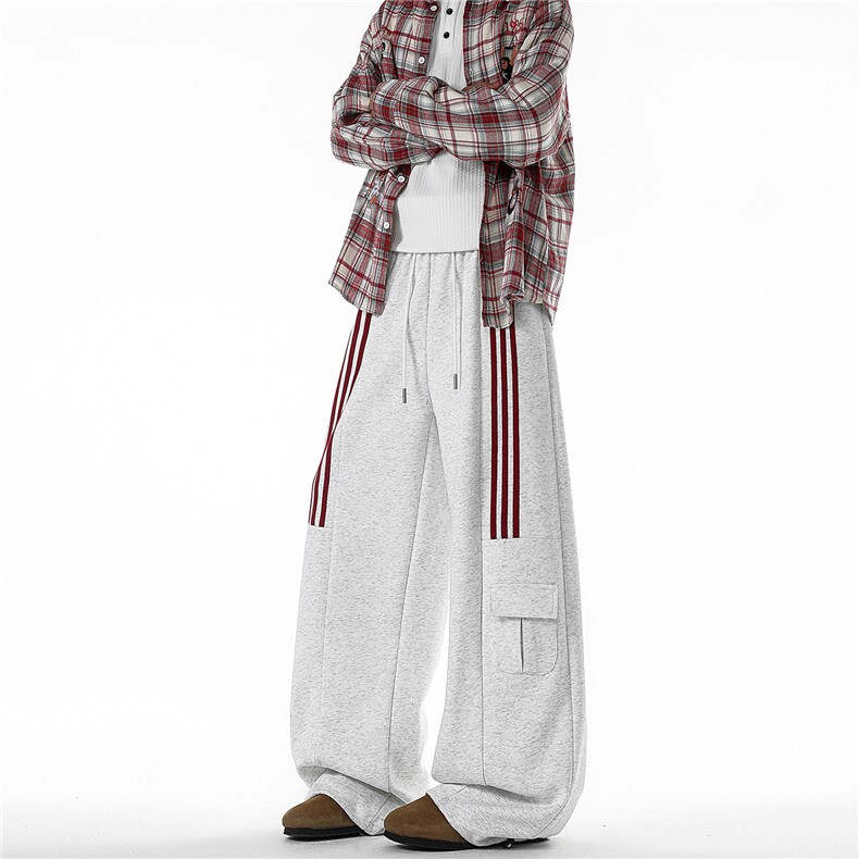 美式三条杠休闲运动裤男春秋宽松直筒阔腿工装裤潮牌卫裤KZ075P55,男装休闲裤,电商B312