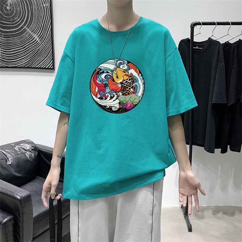 T1548P25现货夏季宽松短袖T恤男潮百搭上衣男士大码圆领休闲t恤,男装T恤,星座510A-1
