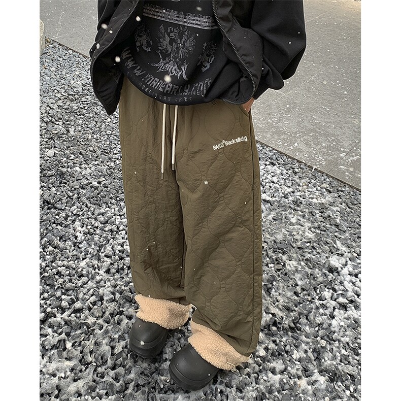 加绒加厚葫芦纹夹棉宽松抽绳休闲裤XZ604-K119-特P50控88,男装休闲裤,星座604