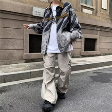 美式拼色夹克男女潮牌ins破洞美式复古拼接设计感外套J8616-p72，男装夹克，星座1008-1