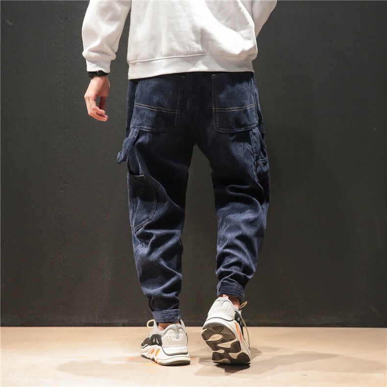 2019冬季新黑墙日系大码宽松男加绒保暖灯芯绒休闲裤K88-P65,男装休闲裤,电商A001
