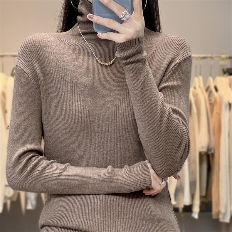 抽条堆堆领毛针织衫2024年秋季纯色套头,女装羊毛衫,暖达羊绒