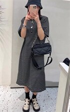 【现货］条纹连衣裙,女装连衣裙,酷巴黎
